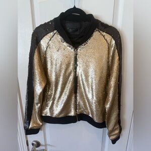 NWT 😎 Blank NYC Gold and Black Sequin Bomber Jacket